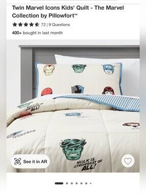 Marvel Kids Quilt in Cream with Blue and Green Accents
